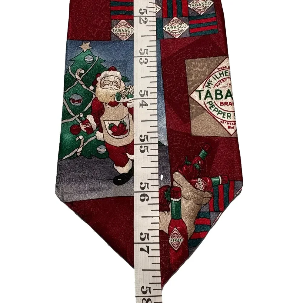 Tabasco 100% Silk Christmas Novelty Necktie Set Santa Holiday Ties Pair